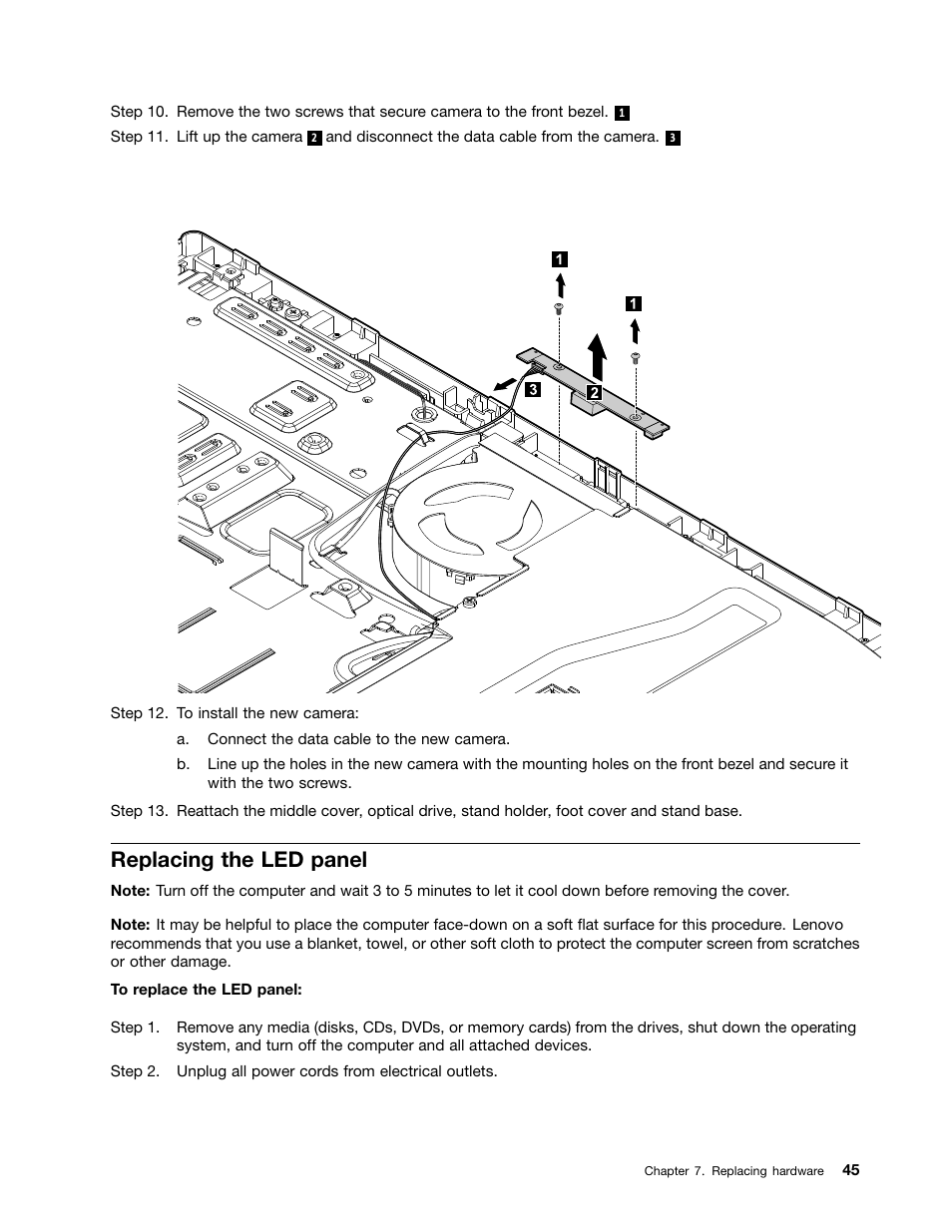 Replacing the led panel | Lenovo C470 All in One User Manual | Page 51 / 59