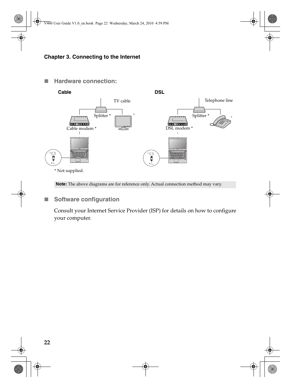 Hardware connection, Software configuration | Lenovo IdeaPad V460 User Manual | Page 26 / 58