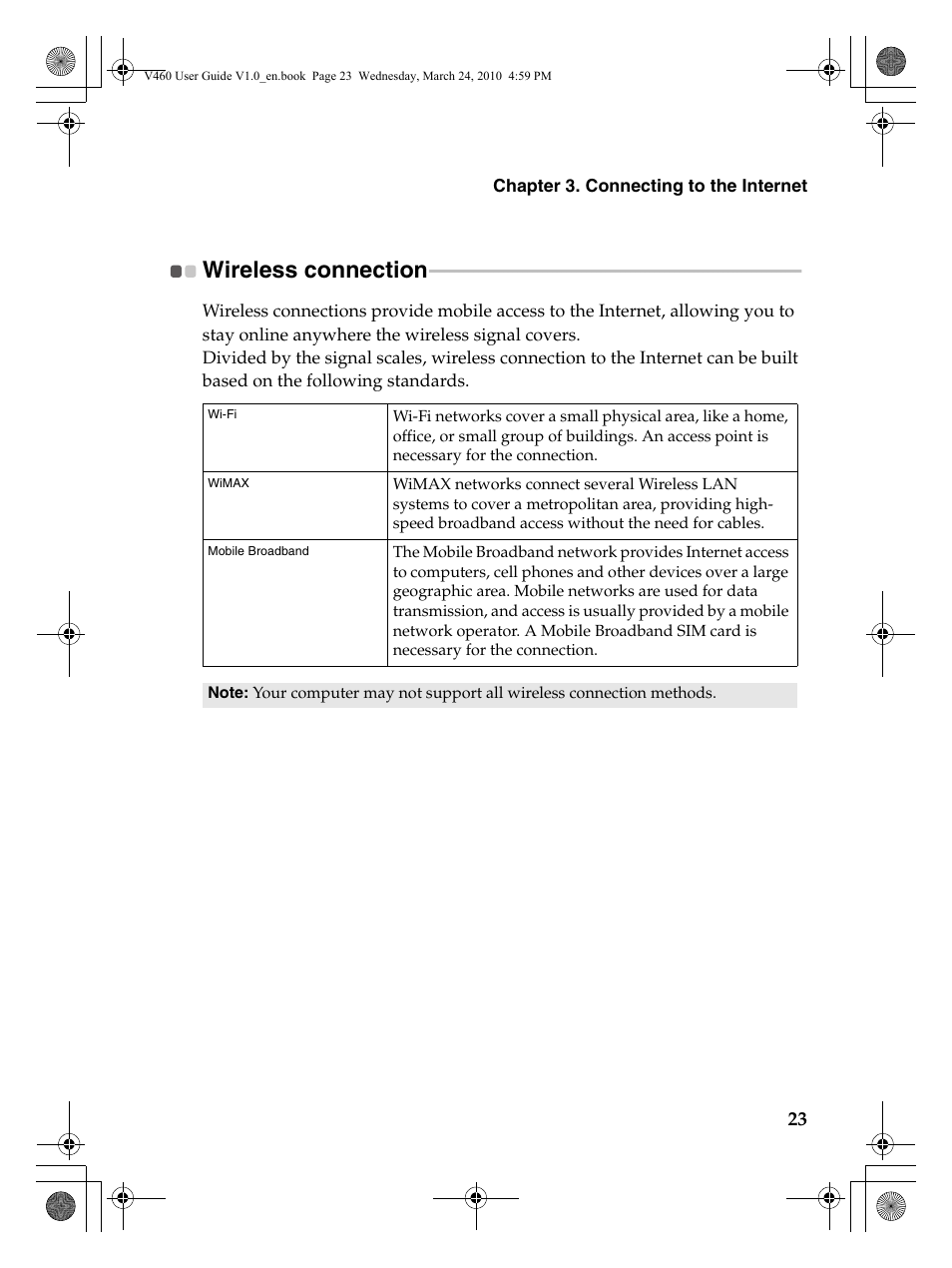 Wireless connection | Lenovo IdeaPad V460 User Manual | Page 27 / 58