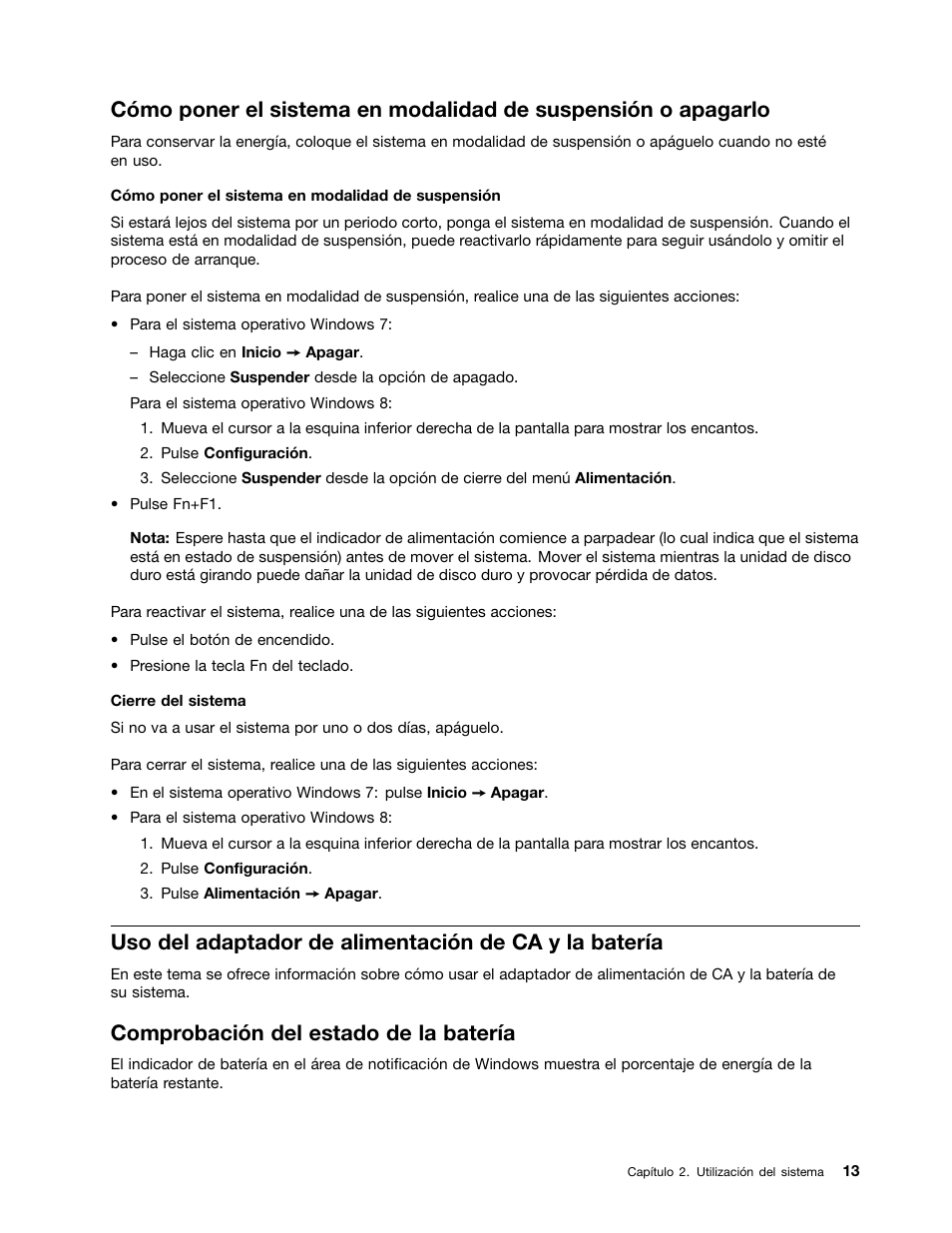 Comprobación del estado de la batería | Lenovo V580c Notebook User Manual | Page 27 / 96