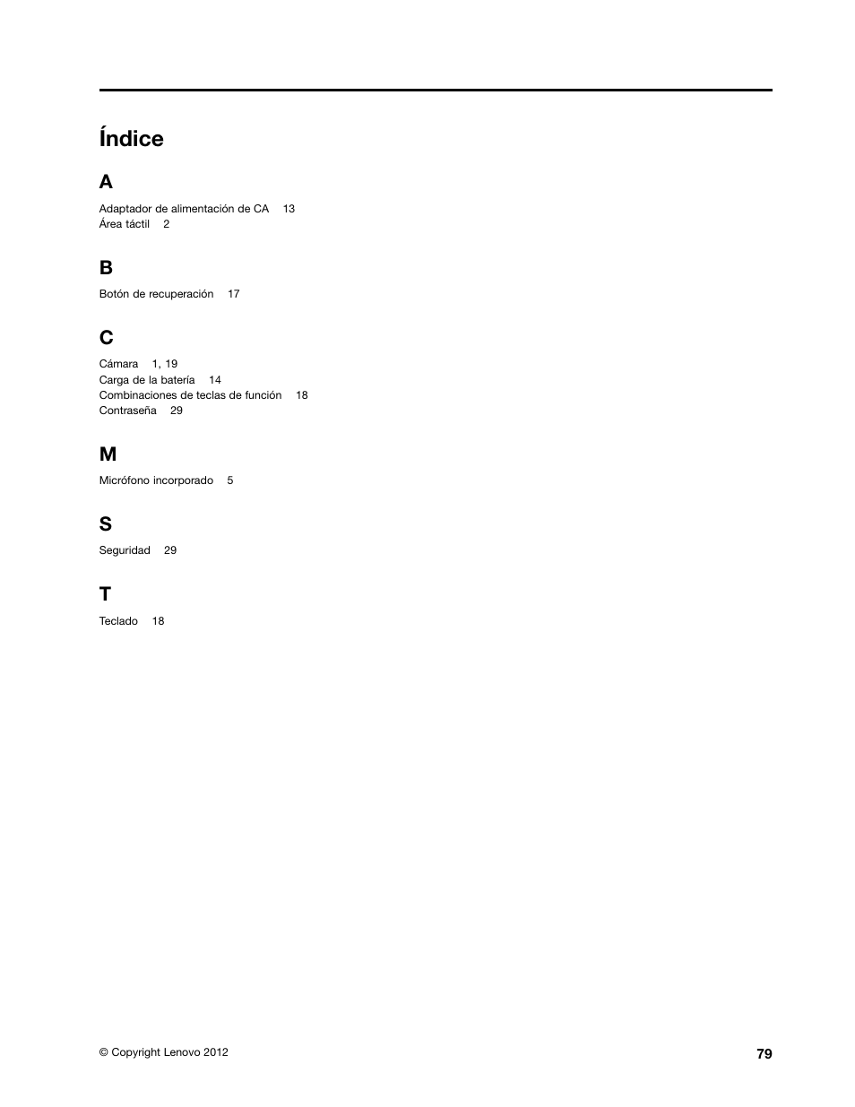 Índice | Lenovo V580c Notebook User Manual | Page 93 / 96