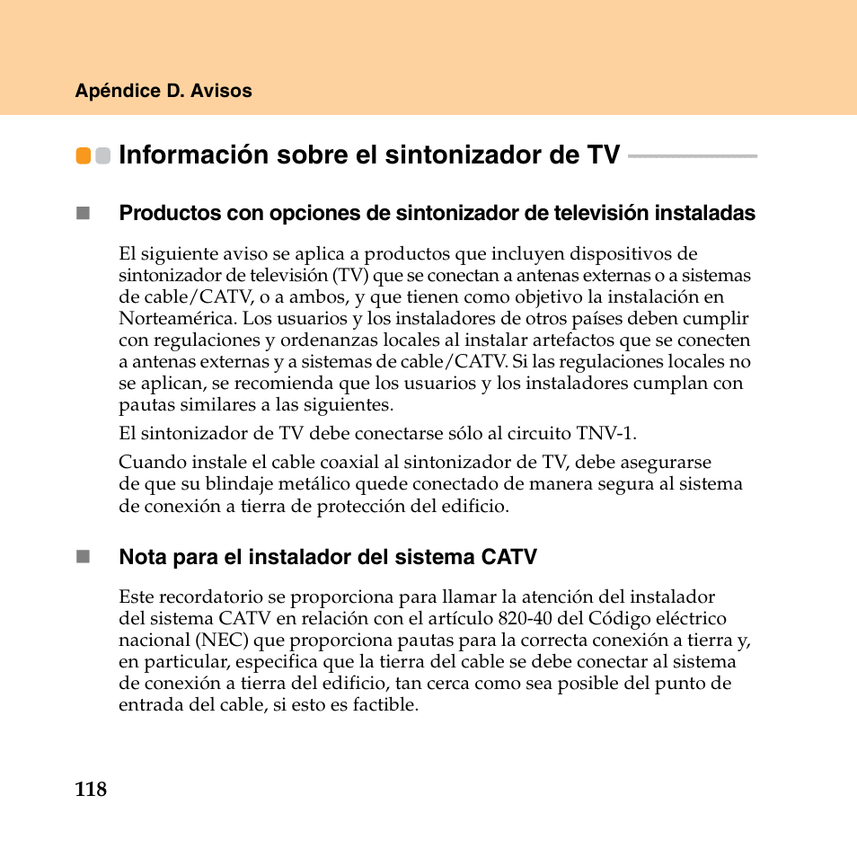 Información sobre el sintonizador de tv | Lenovo IdeaPad Y550P User Manual | Page 126 / 148