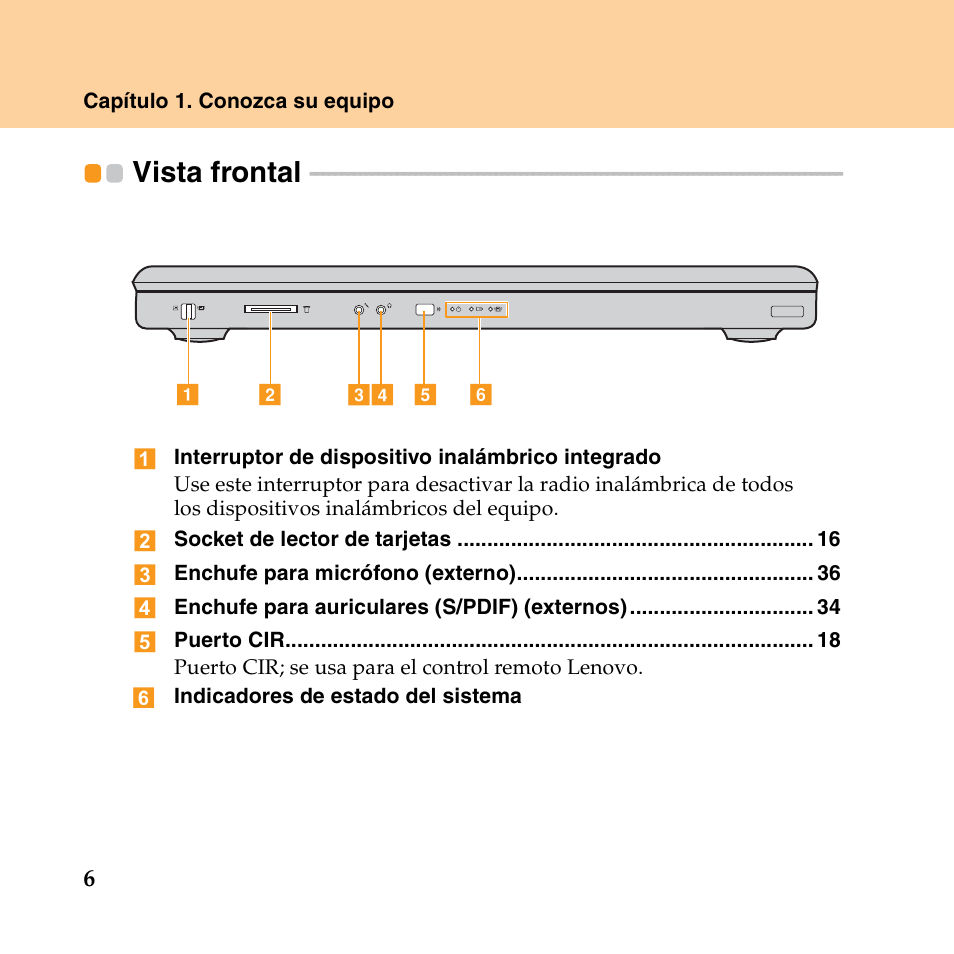 Vista frontal | Lenovo IdeaPad Y550P User Manual | Page 14 / 148