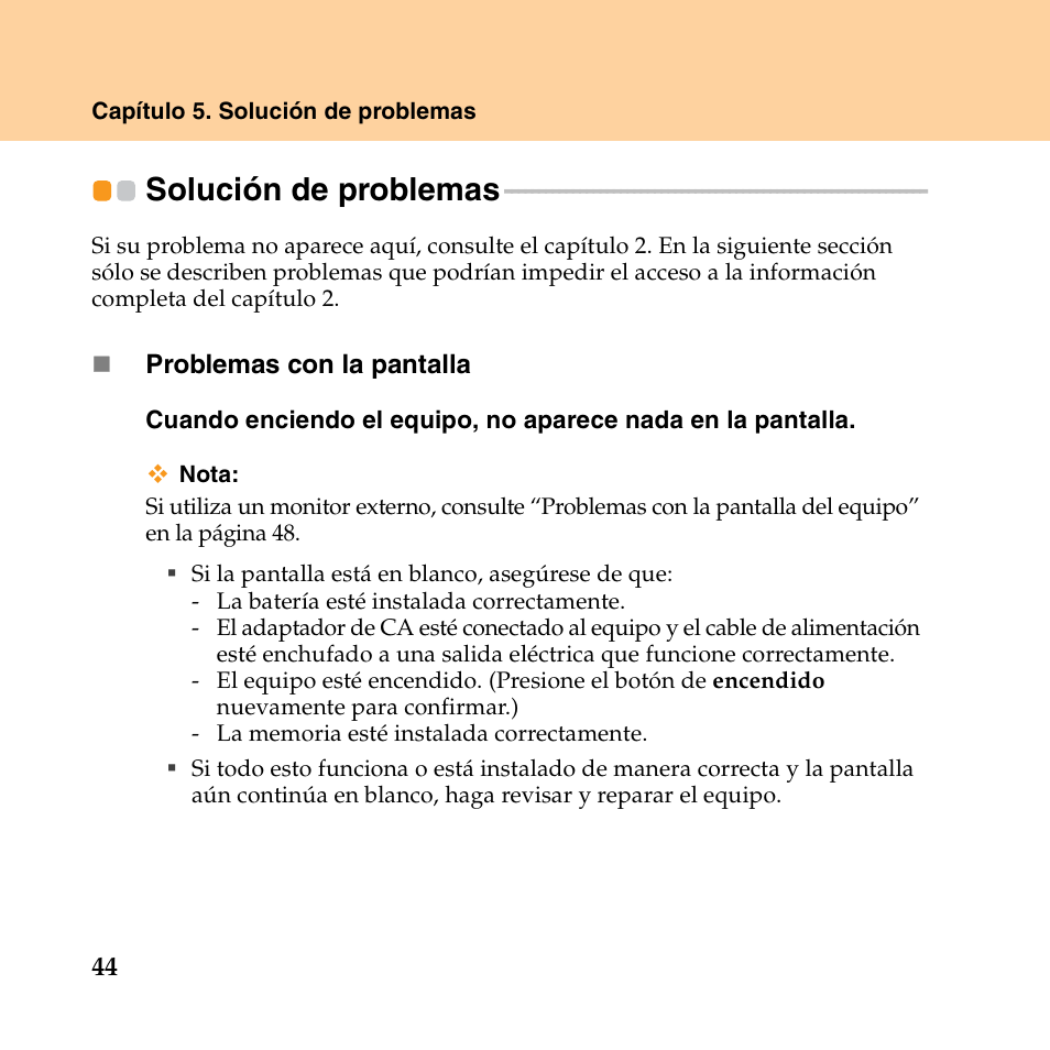 Solución de problemas | Lenovo IdeaPad Y550P User Manual | Page 52 / 148