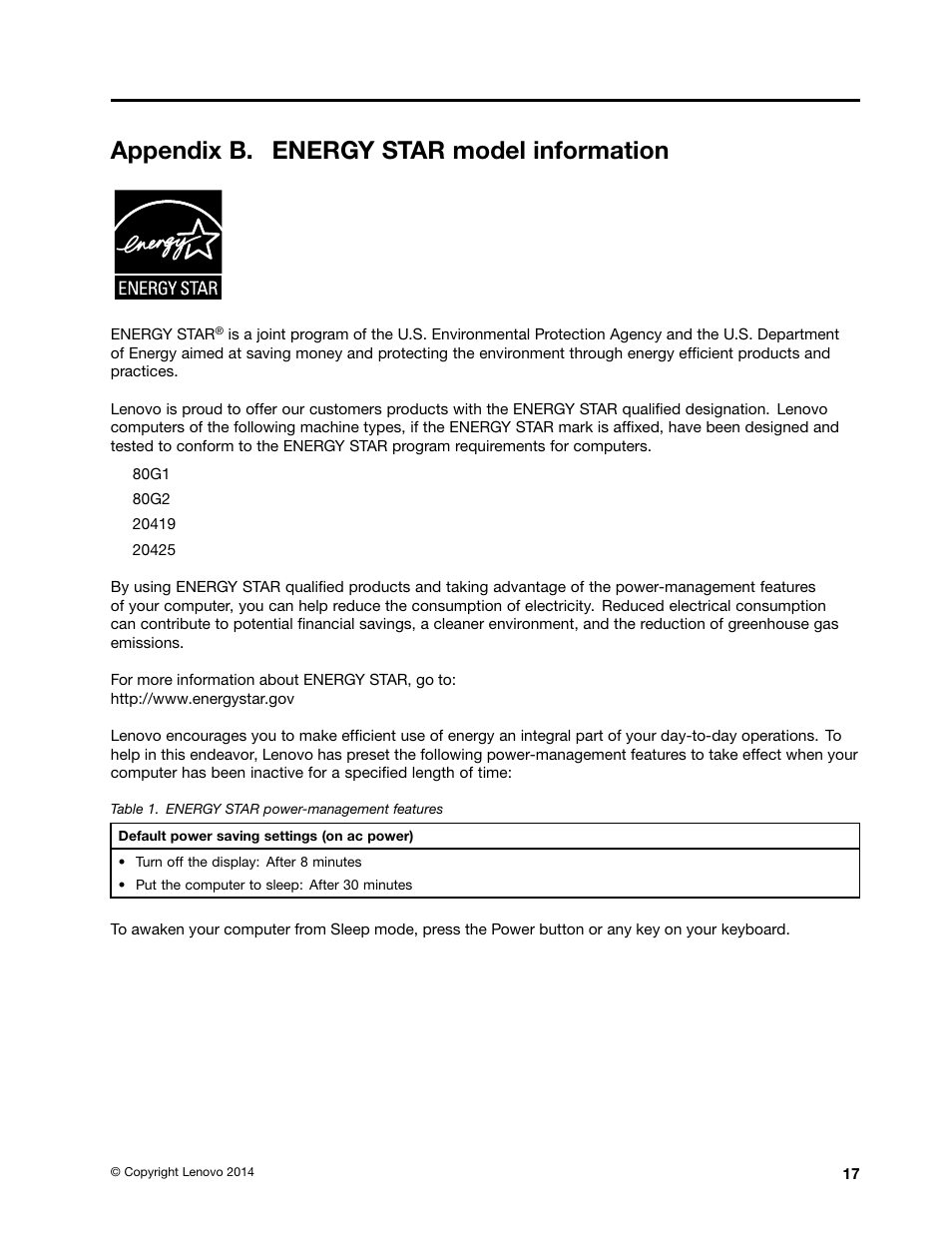 Appendix b. energy star model information | Lenovo N20p Chromebook User Manual | Page 33 / 40