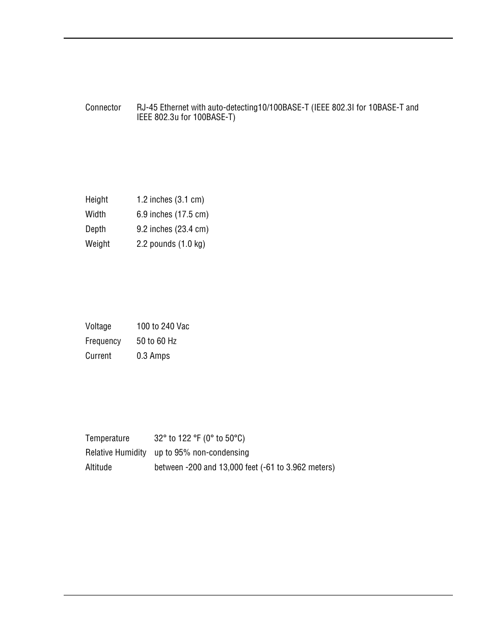 Lan i, Nterface, Hysical | Pecifications, Ower, Upply, Nvironmental | ADC Megabit Modem 700F User Manual | Page 107 / 140