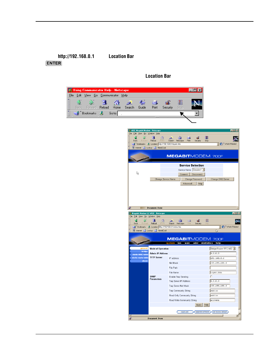 Ccessing, Odem, Ages | ADC Megabit Modem 700F User Manual | Page 37 / 140