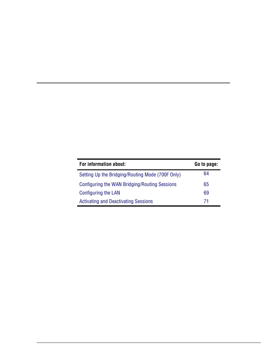 Onfiguring, Ridging, Outing | Essions | ADC Megabit Modem 700F User Manual | Page 73 / 140