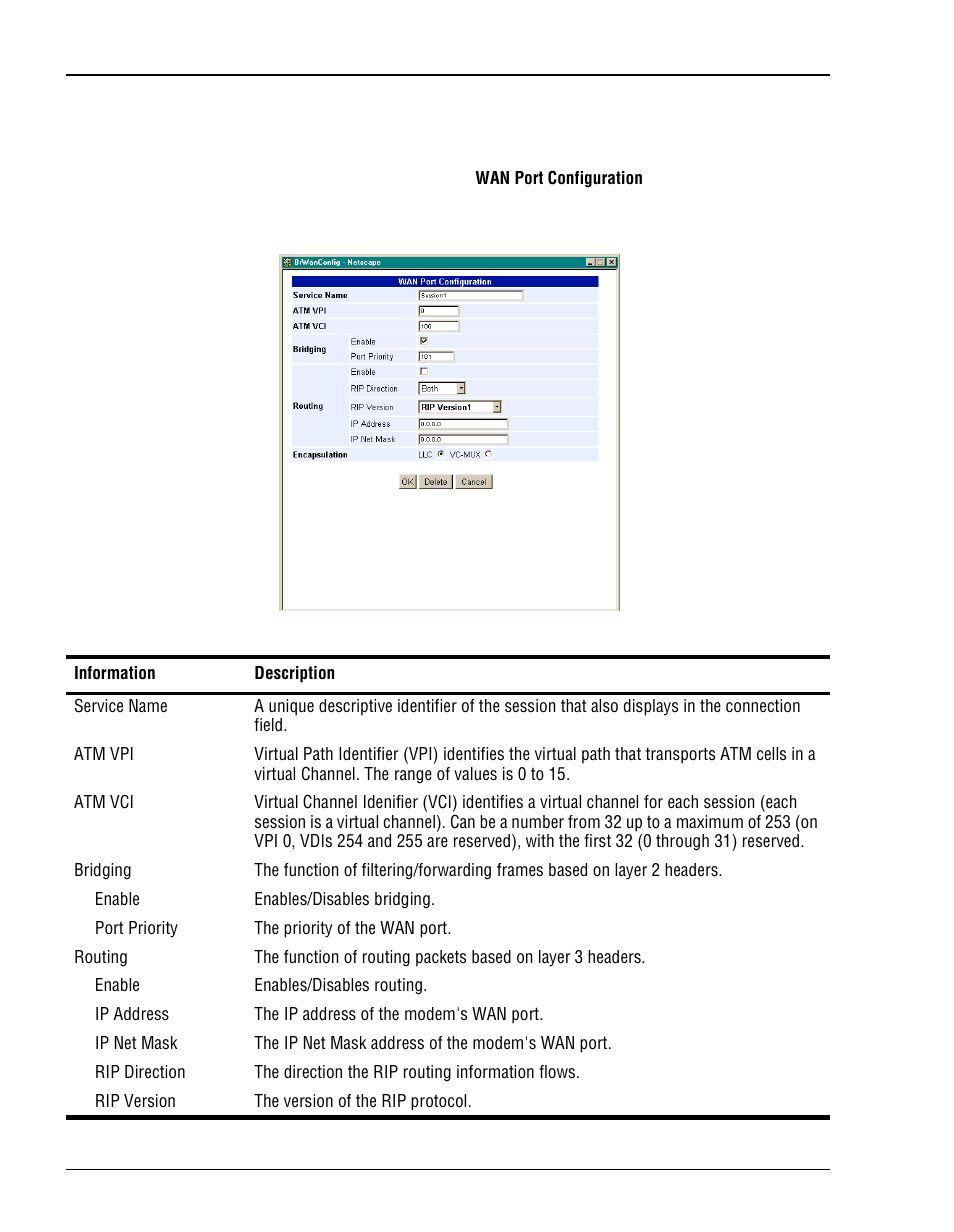 Add a bridging/routing wan session | ADC Megabit Modem 700F User Manual | Page 76 / 140