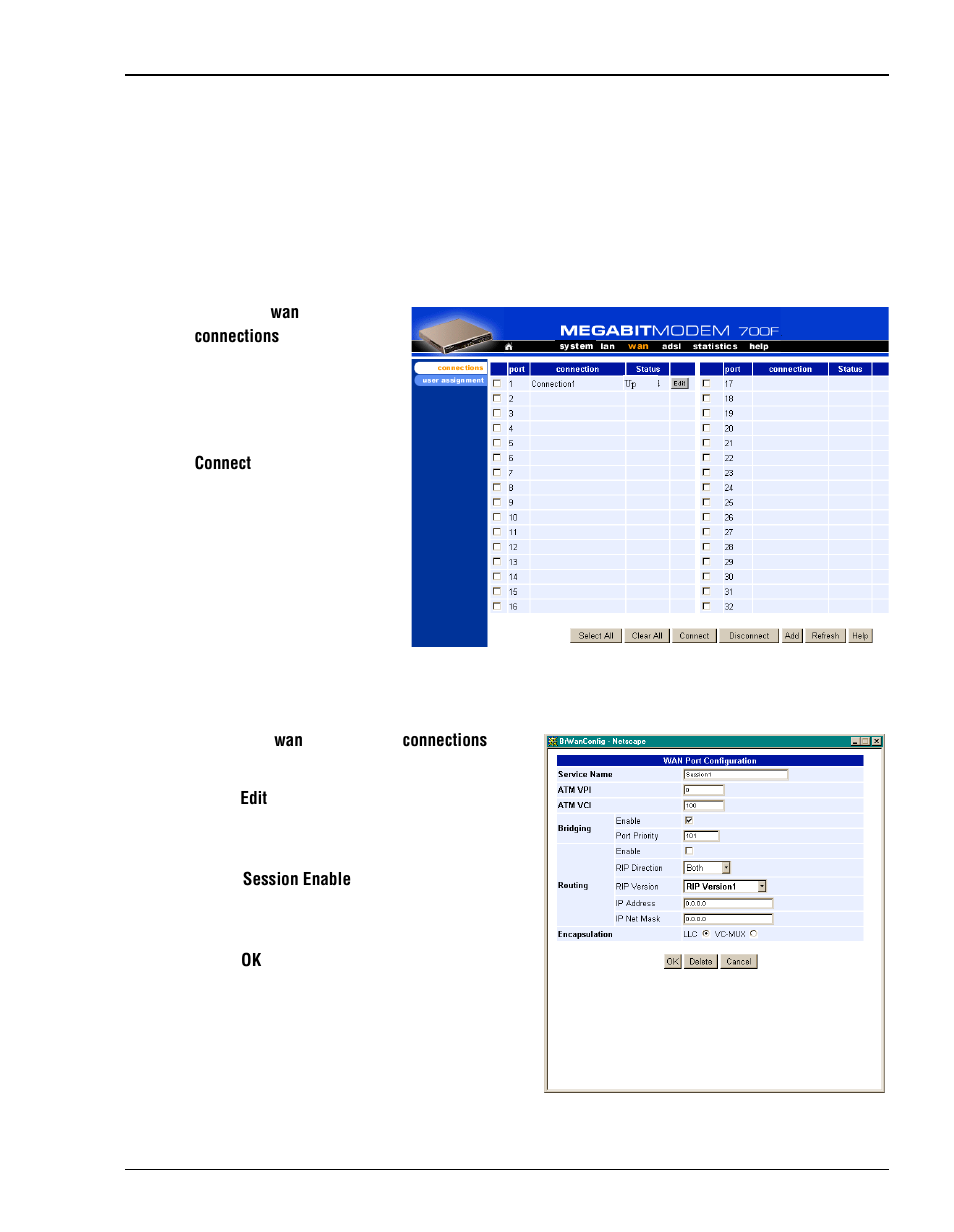 Ctivating, Eactivating, Essions | ADC Megabit Modem 700F User Manual | Page 81 / 140