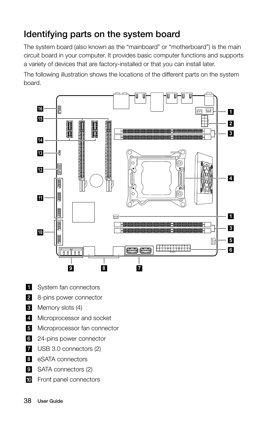 Identifying parts on the system board | Lenovo Erazer X700 Desktop User Manual | Page 43 / 61