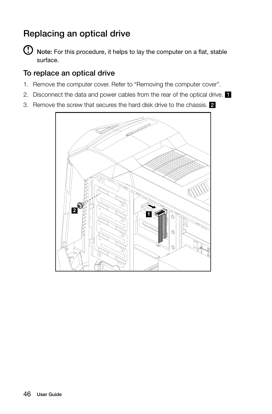 Replacing an optical drive | Lenovo Erazer X700 Desktop User Manual | Page 51 / 61