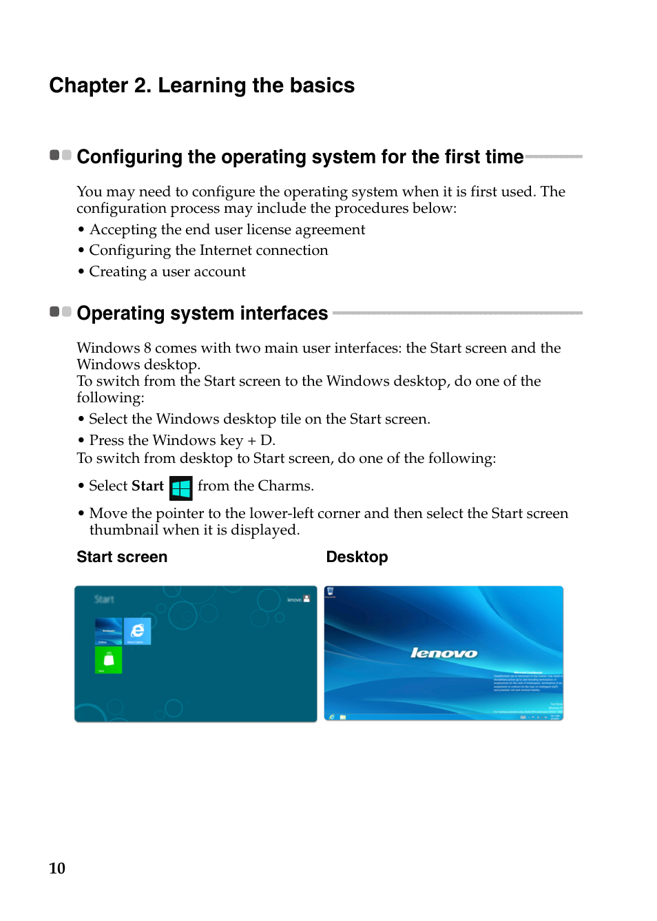 Chapter 2. learning the basics, Operating system interfaces | Lenovo IdeaPad P585 User Manual | Page 14 / 53