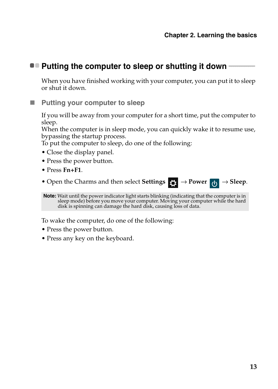 Putting the computer to sleep or shutting it down | Lenovo IdeaPad P585 User Manual | Page 17 / 53