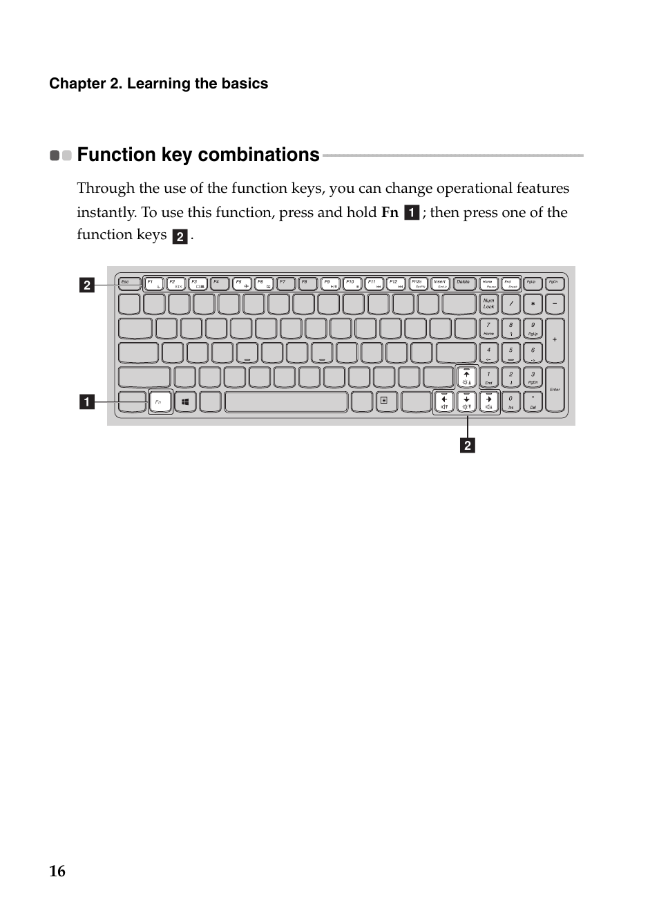 Function key combinations | Lenovo IdeaPad P585 User Manual | Page 20 / 53