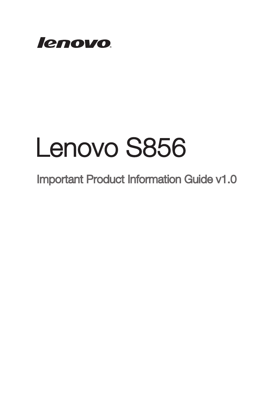Lenovo S856 Smartphone User Manual | 20 pages