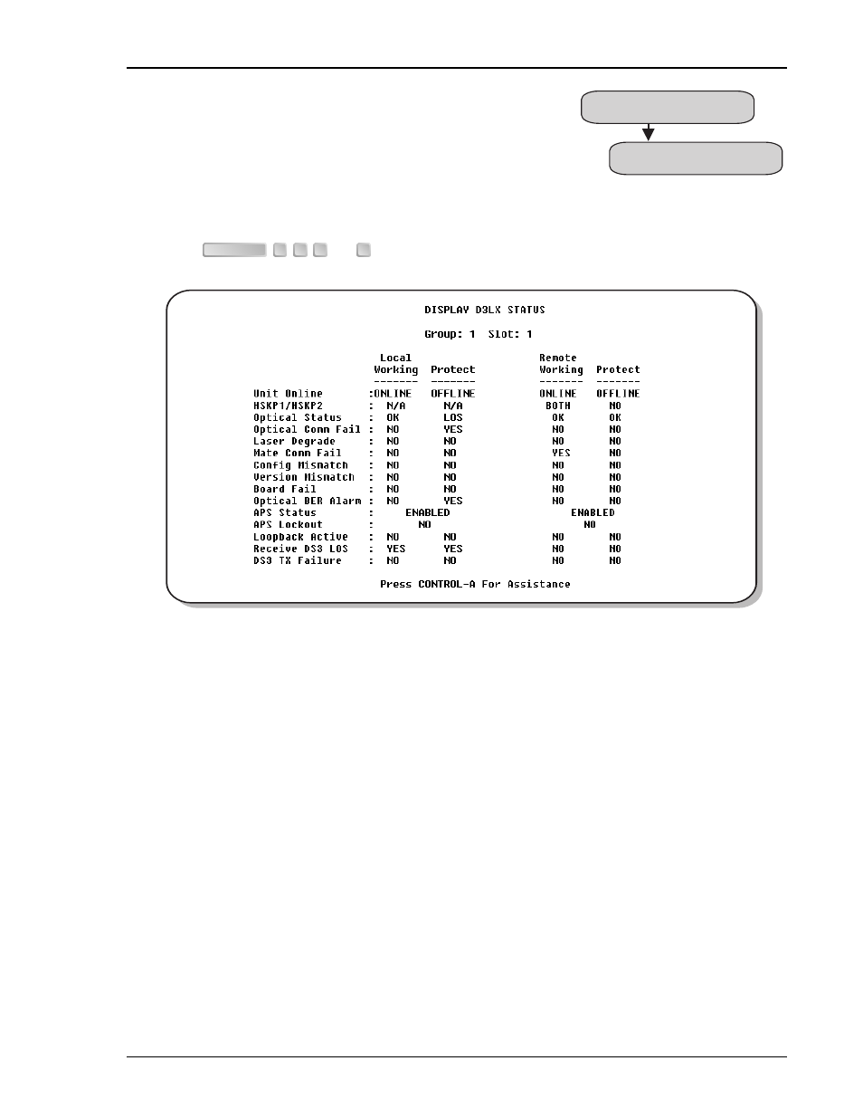 Displaying d3lx status, Display d, D3lx s | Isplaying, Tatus | ADC DL3XR-FCA100 User Manual | Page 35 / 52