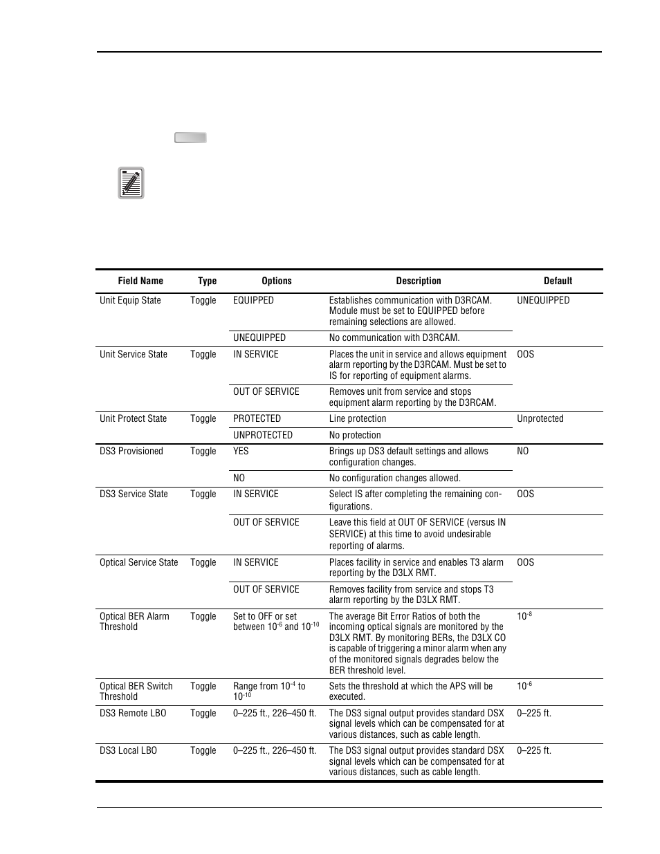 Unit configuration fields–d | ADC DL3XR-FCA100 User Manual | Page 43 / 52