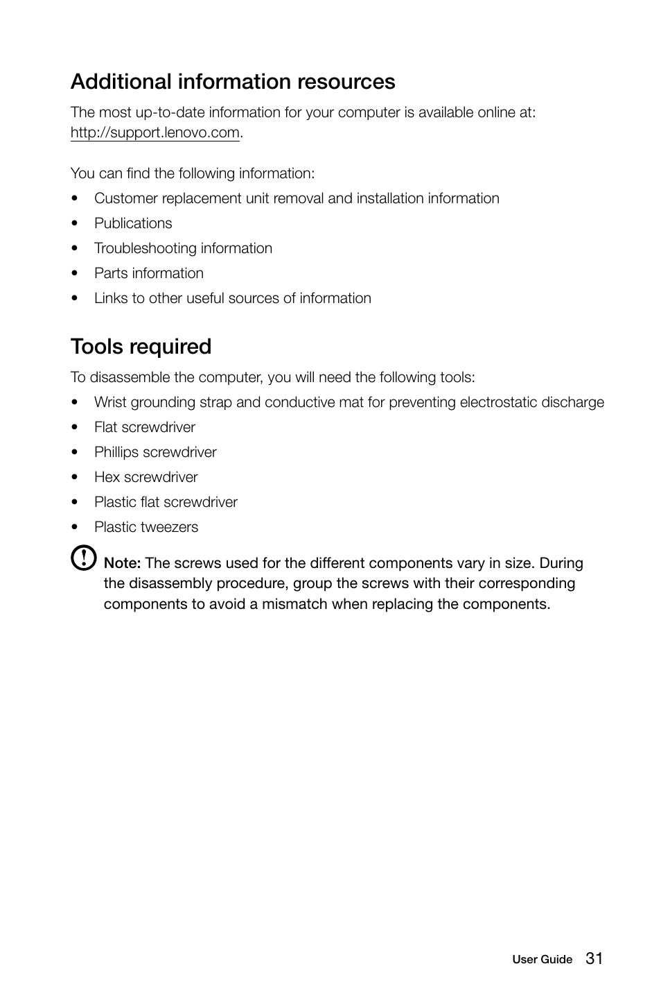 Additional information resources, Tools required | Lenovo K450e Desktop User Manual | Page 36 / 55