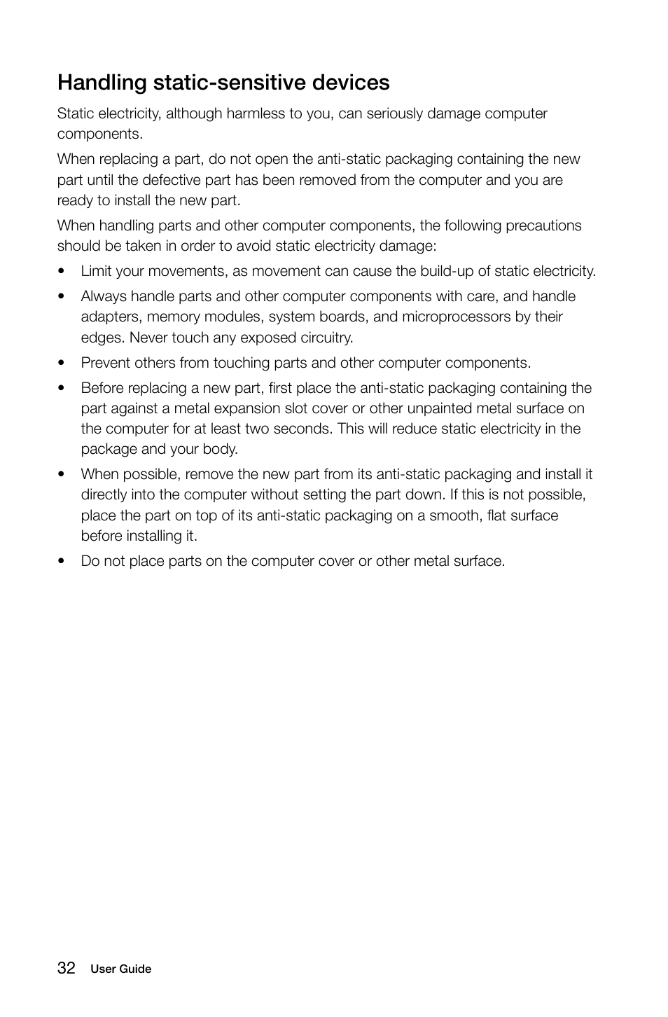 Handling static-sensitive devices | Lenovo K450e Desktop User Manual | Page 37 / 55