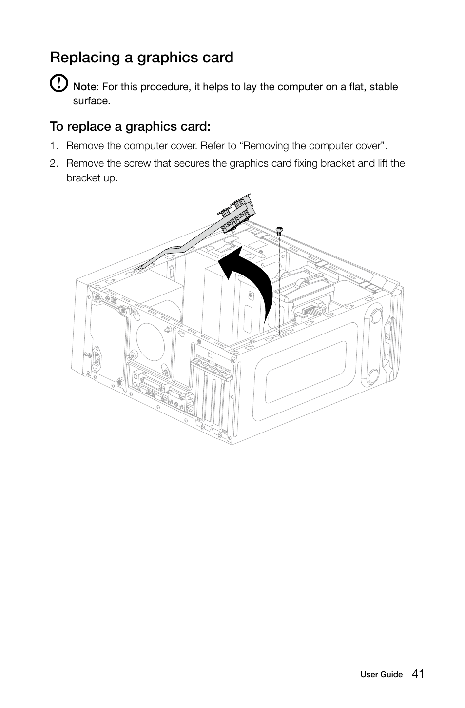 Replacing a graphics card | Lenovo K450e Desktop User Manual | Page 46 / 55