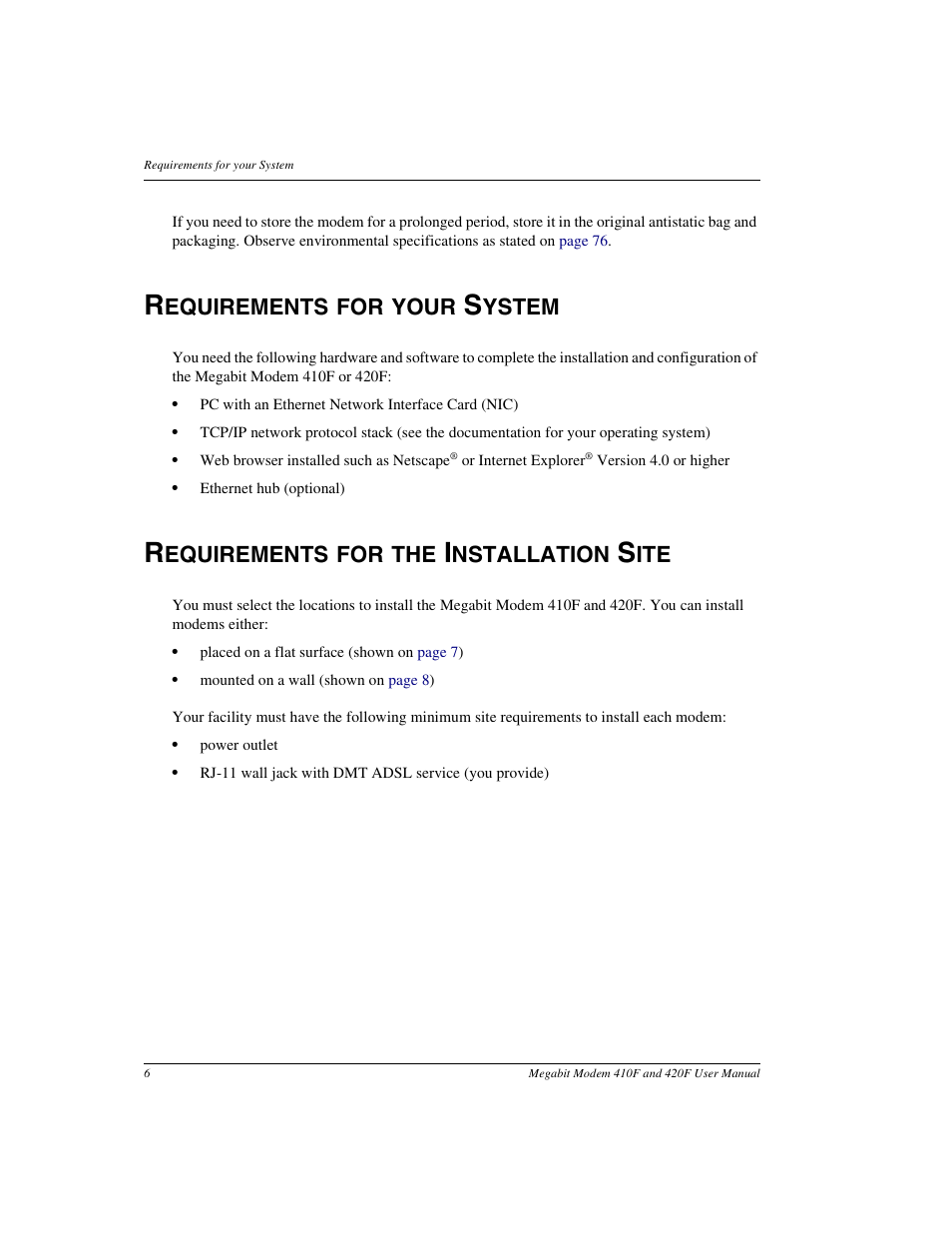 Requirements for your system, Requirements for the installation site, Requirements for the installation | Equirements for your, Ystem, Equirements for the, Nstallation | ADC 410F User Manual | Page 14 / 106