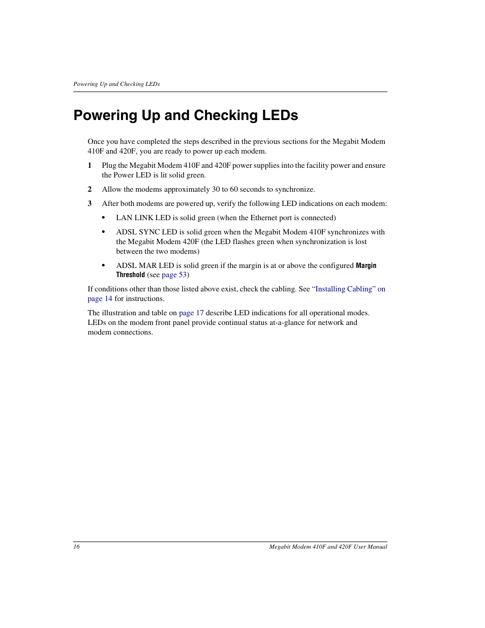 Powering up and checking leds | ADC 410F User Manual | Page 24 / 106
