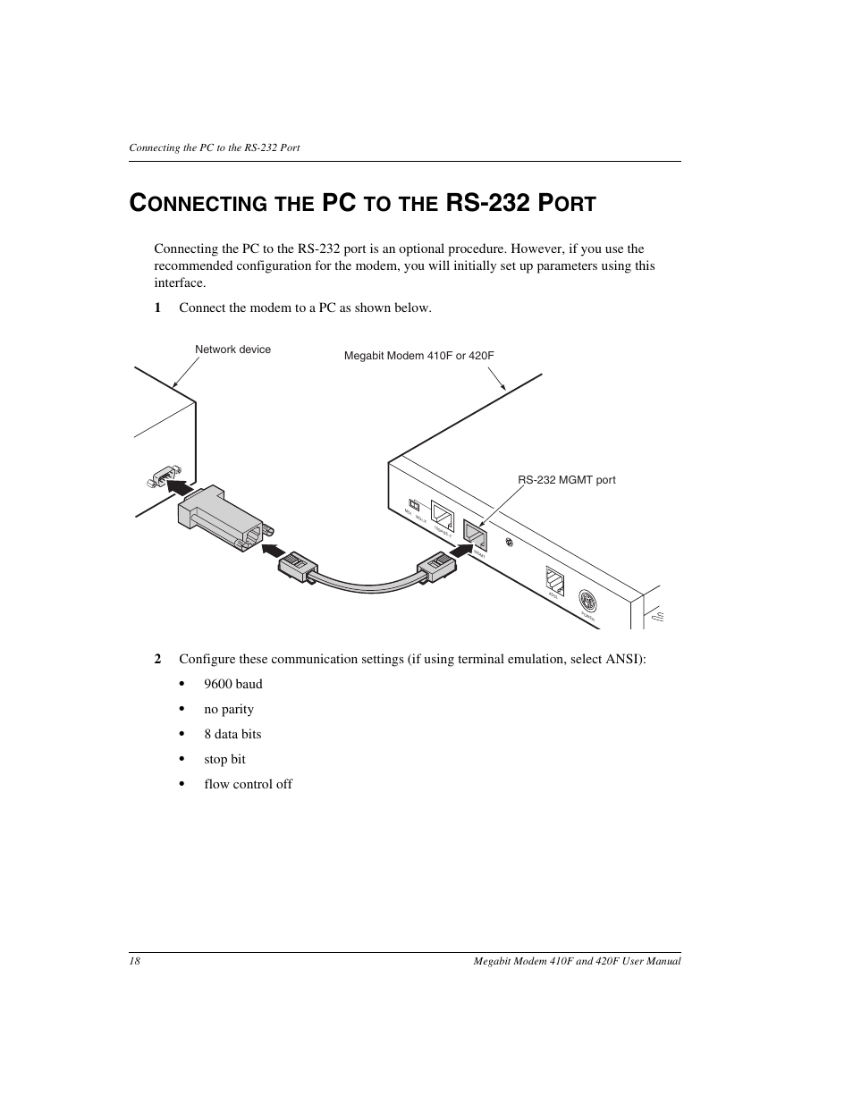Connecting the pc to the rs232 port, Connecting the pc to the rs-232 port, Rs-232 p | Onnecting the | ADC 410F User Manual | Page 26 / 106