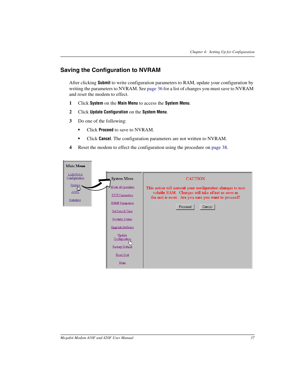 Saving the configuration to nvram | ADC 410F User Manual | Page 45 / 106