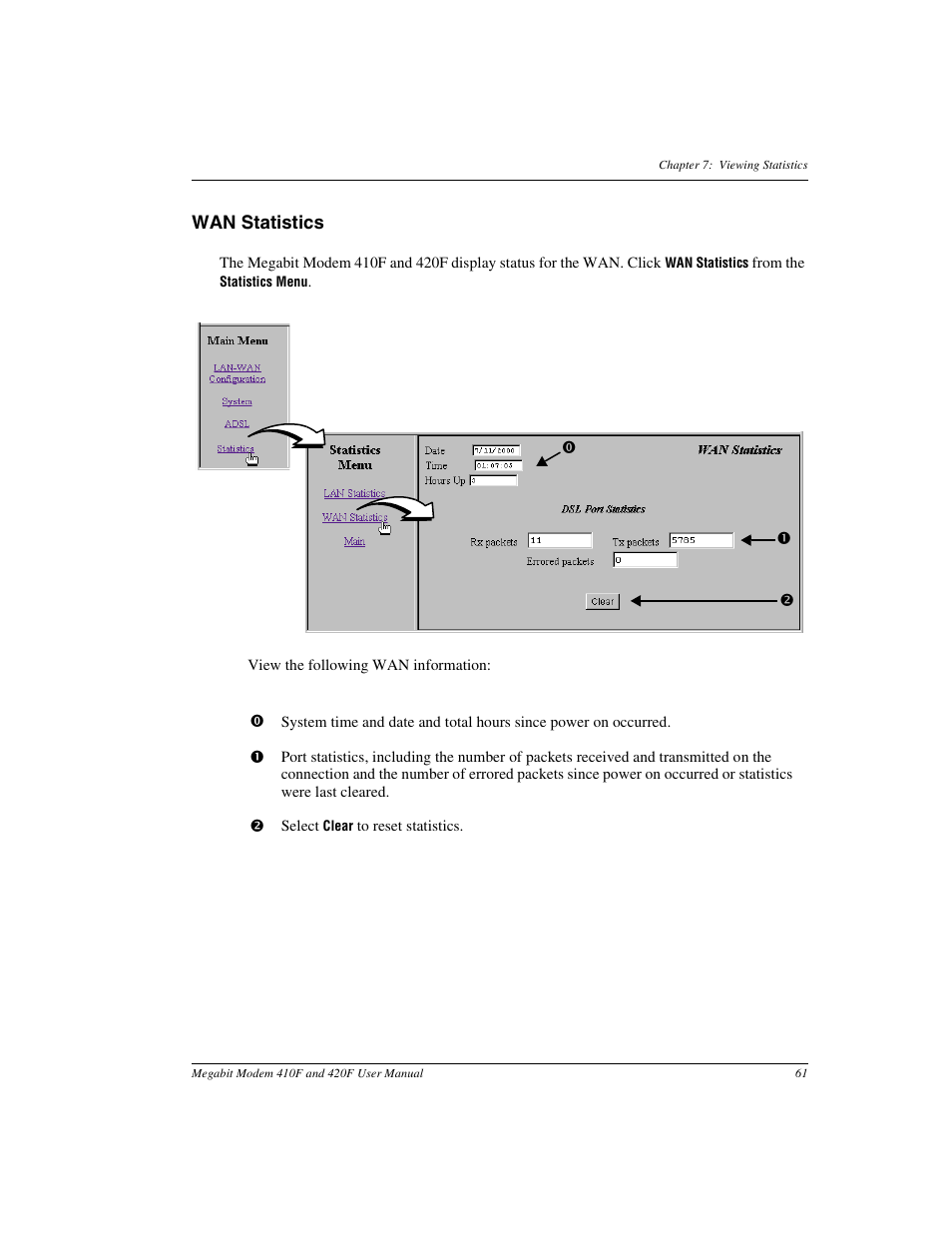 Wan statistics | ADC 410F User Manual | Page 69 / 106