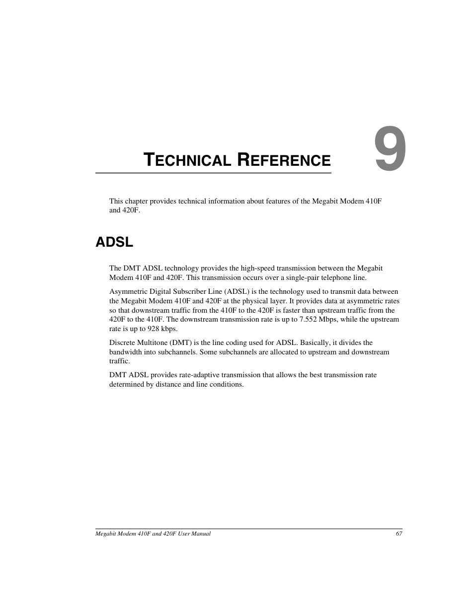 Technical reference, Adsl | ADC 410F User Manual | Page 75 / 106