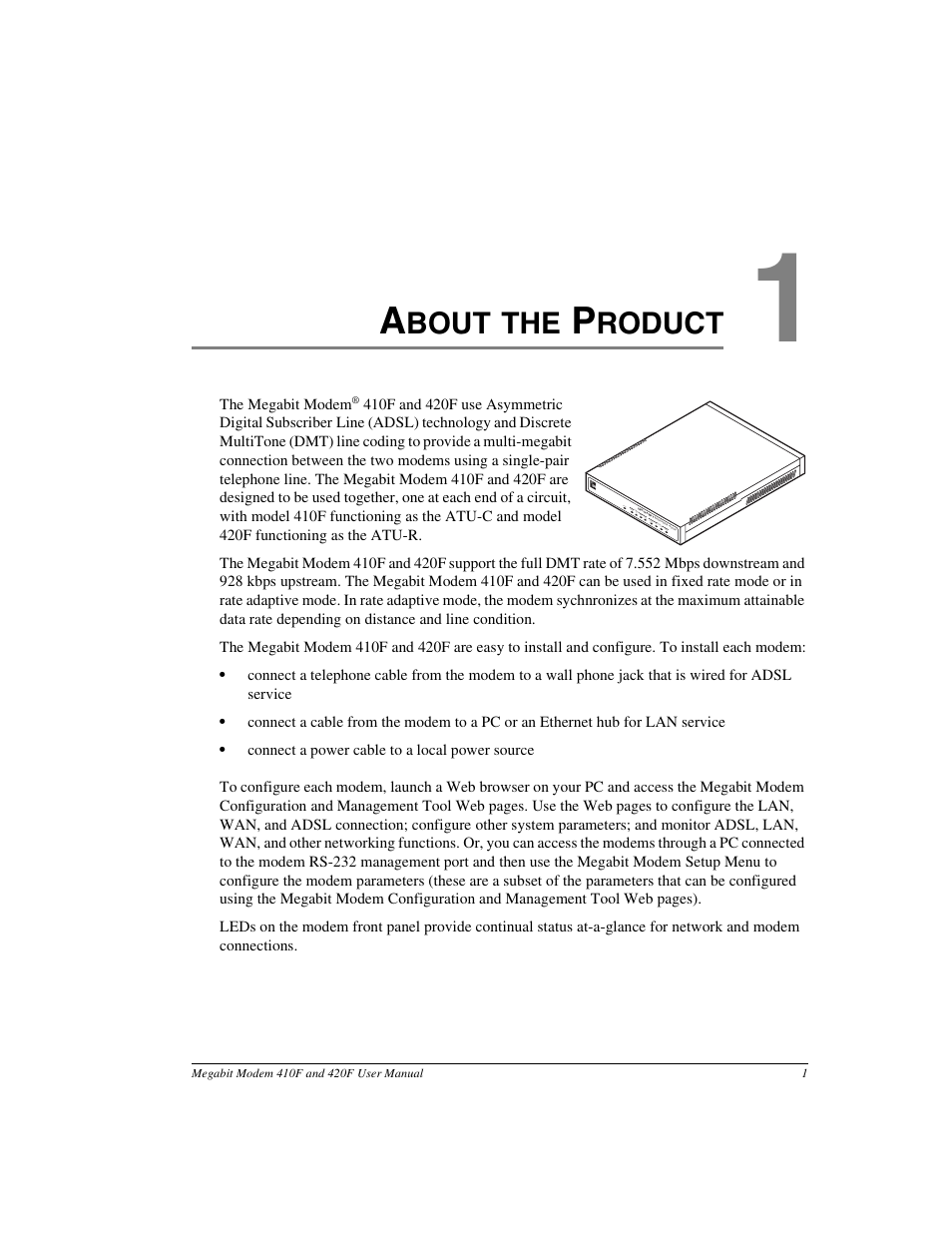 About the product, Chapter 1: about the product, Bout the | Roduct | ADC 410F User Manual | Page 9 / 106