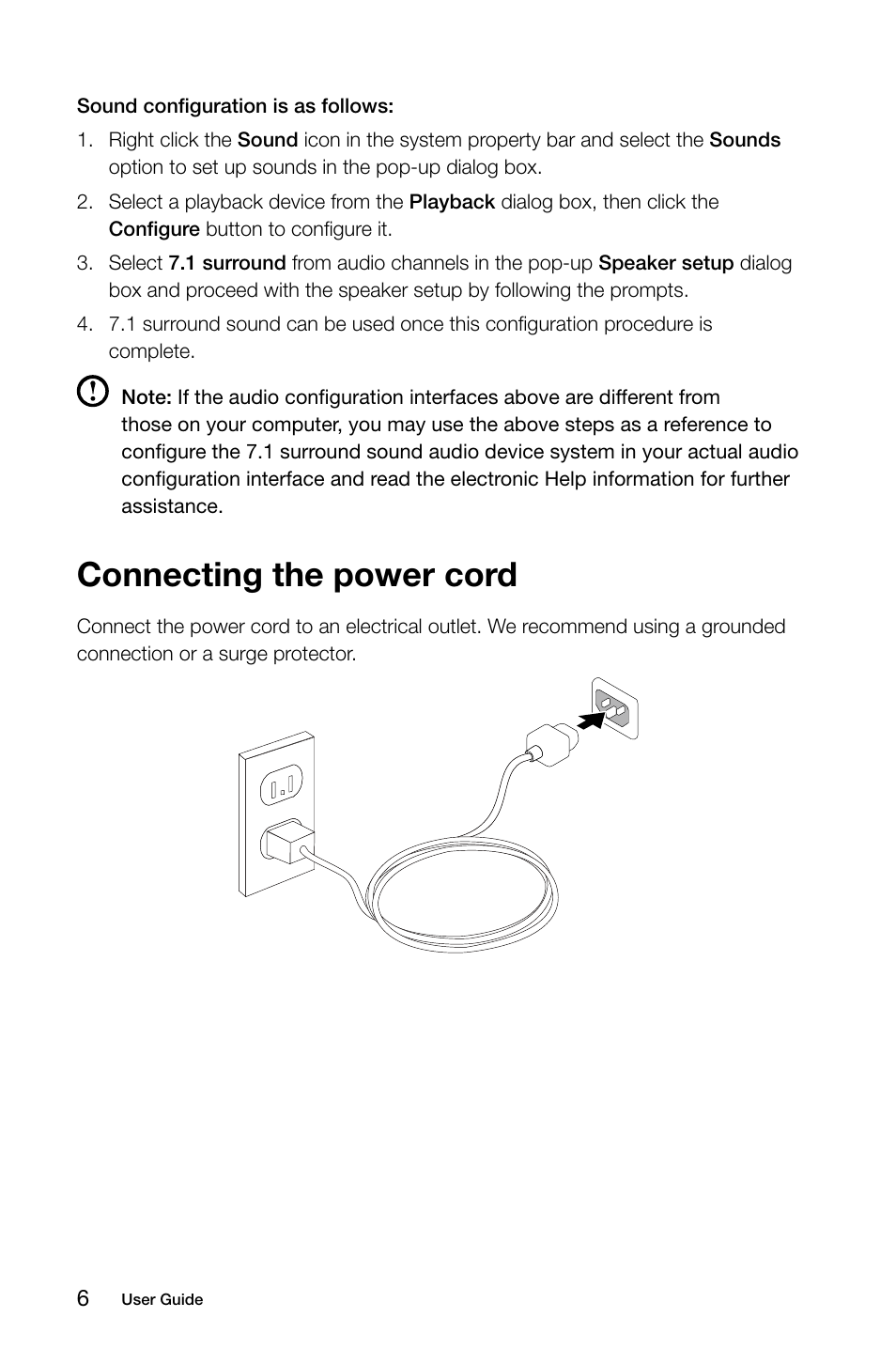 Connecting the power cord | Lenovo Erazer X510 Desktop User Manual | Page 11 / 57