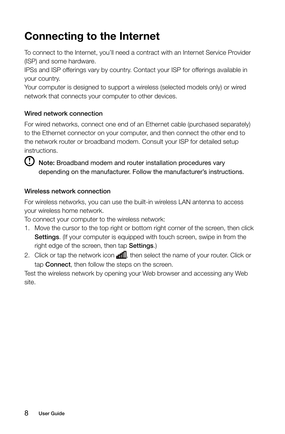 Connecting to the internet | Lenovo Erazer X510 Desktop User Manual | Page 13 / 57