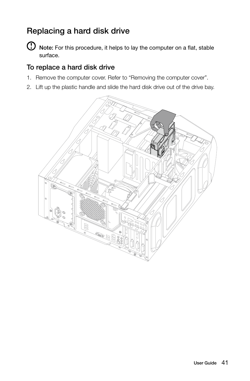 Replacing a hard disk drive | Lenovo Erazer X510 Desktop User Manual | Page 46 / 57