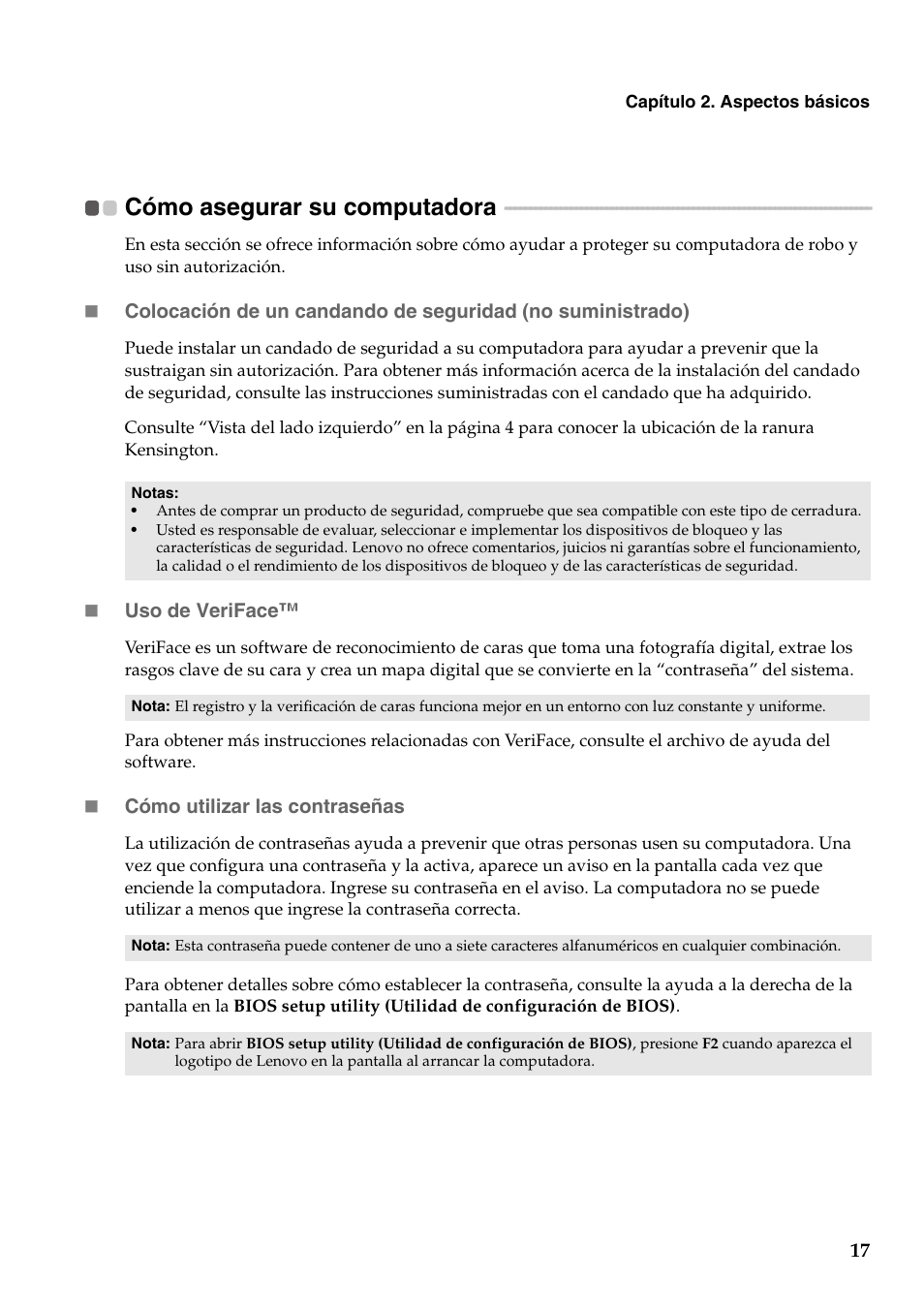 Cómo asegurar su computadora, Te “colocación de un candando de seguridad (no | Lenovo G555 Notebook User Manual | Page 25 / 120
