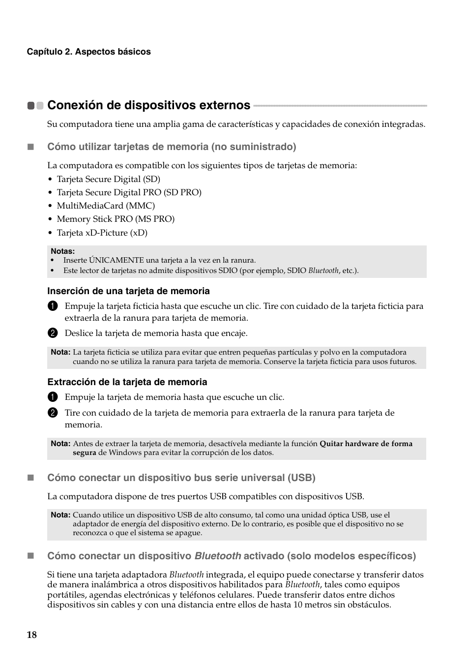 Conexión de dispositivos externos | Lenovo G555 Notebook User Manual | Page 26 / 120