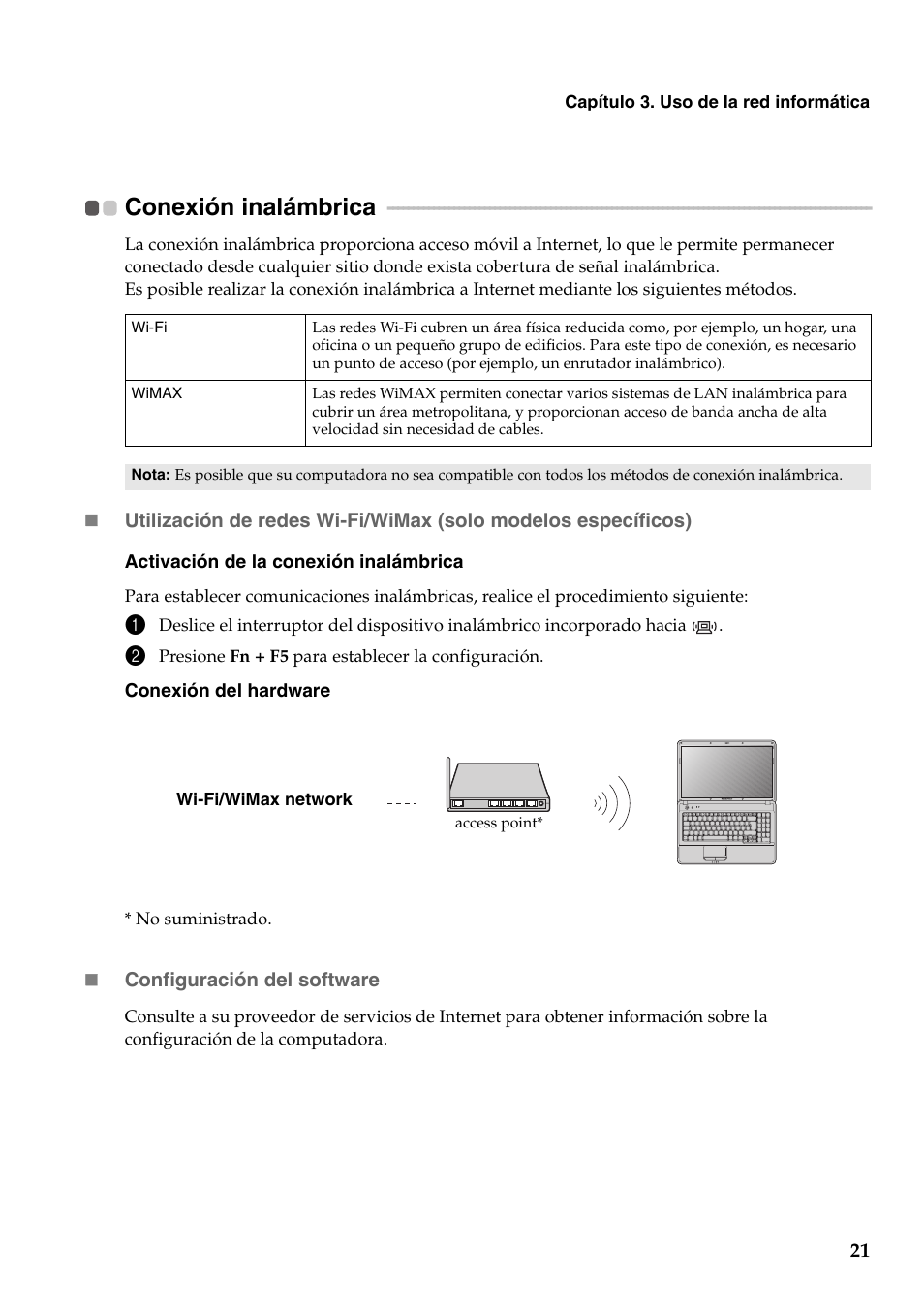 Conexión inalámbrica | Lenovo G555 Notebook User Manual | Page 29 / 120