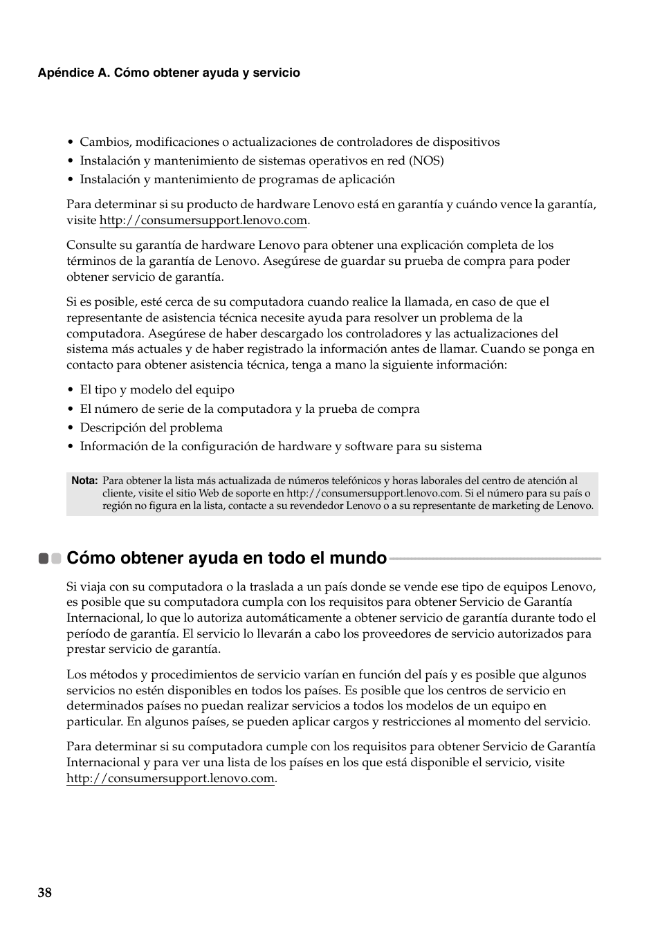 Cómo obtener ayuda en todo el mundo | Lenovo G555 Notebook User Manual | Page 46 / 120