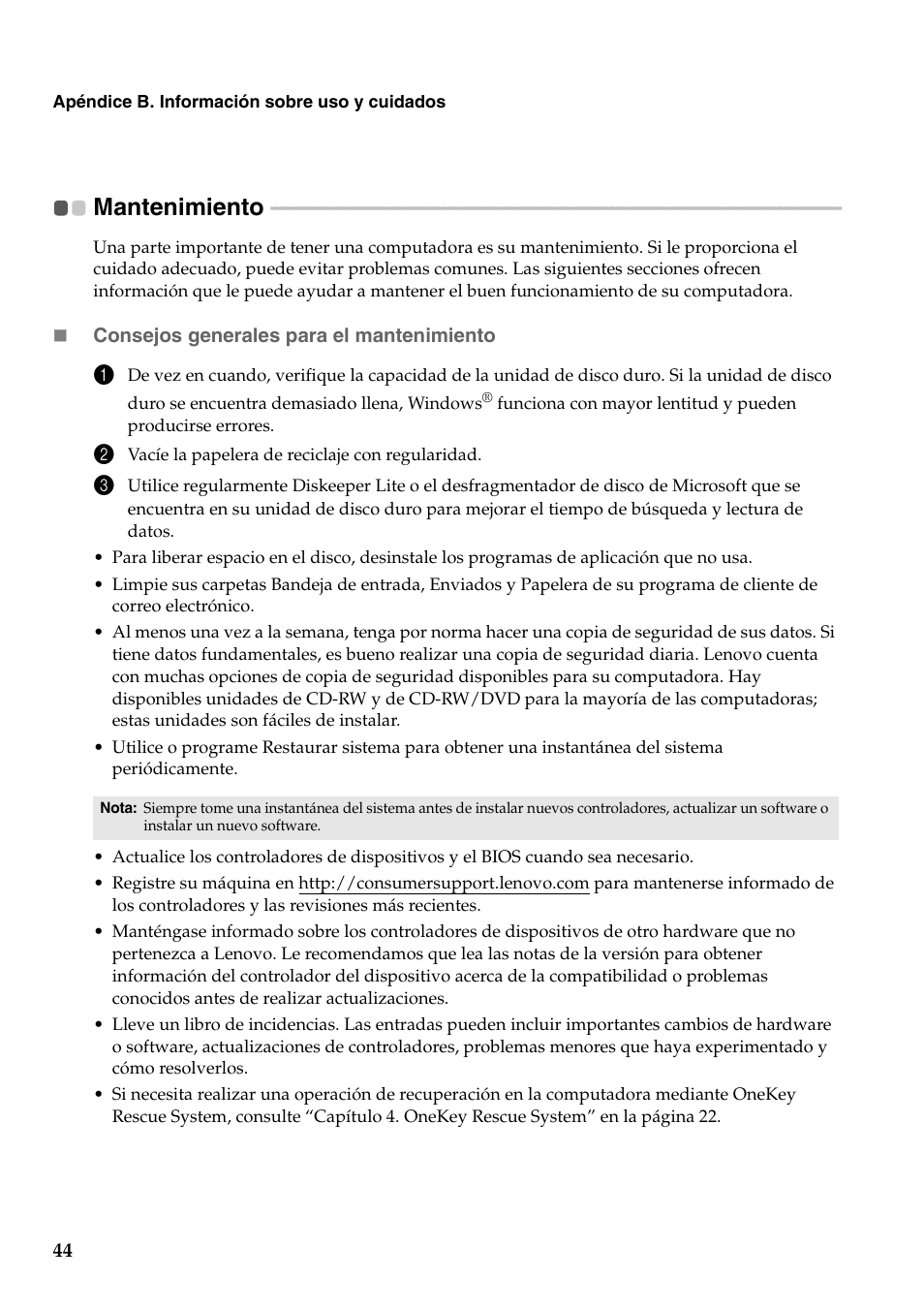 Mantenimiento | Lenovo G555 Notebook User Manual | Page 52 / 120