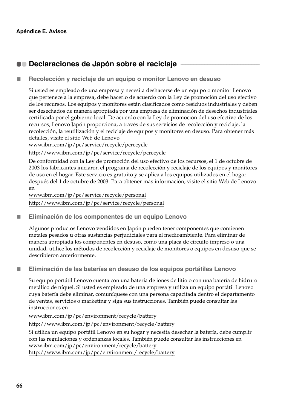 Declaraciones de japón sobre el reciclaje | Lenovo G555 Notebook User Manual | Page 74 / 120