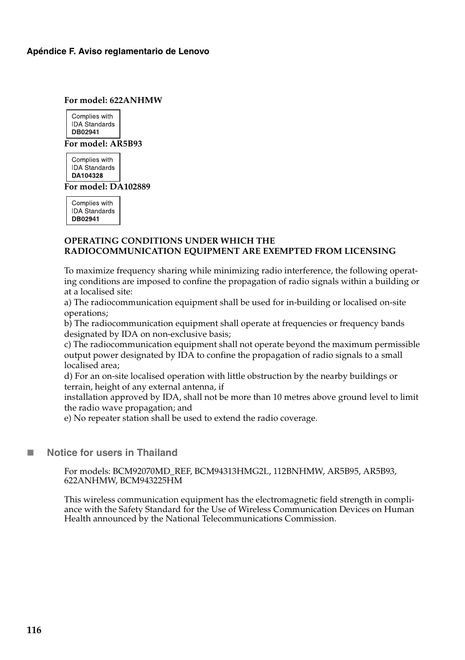 Lenovo G460 Notebook User Manual | Page 124 / 136