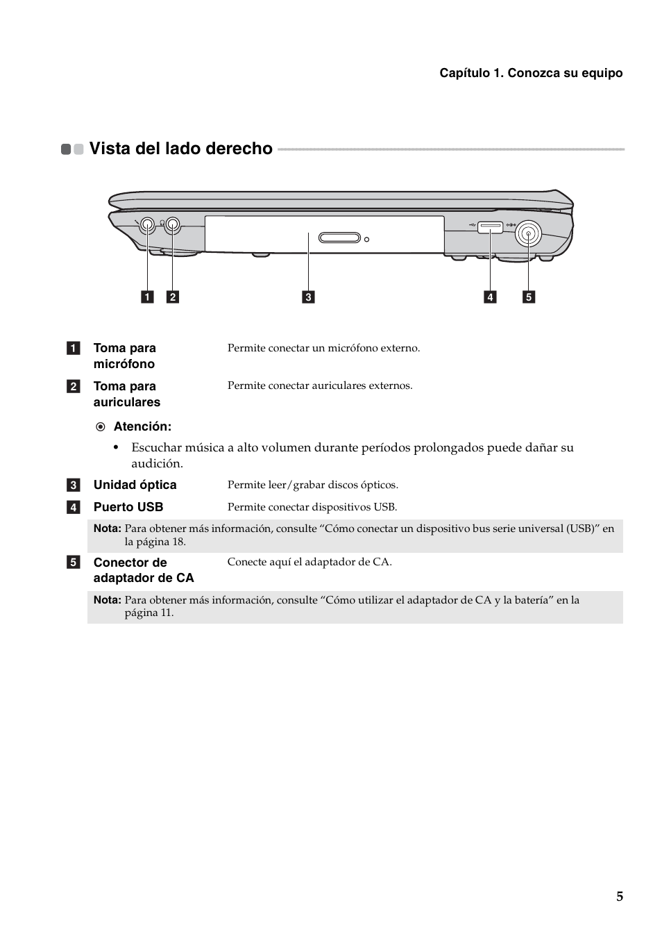 Vista del lado derecho | Lenovo G460 Notebook User Manual | Page 13 / 136