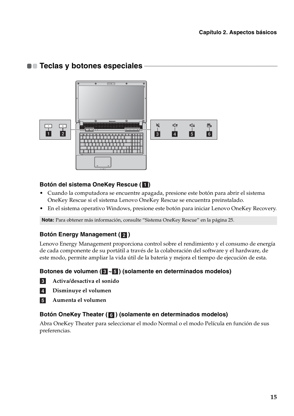 Teclas y botones especiales, Na 15 | Lenovo G460 Notebook User Manual | Page 23 / 136