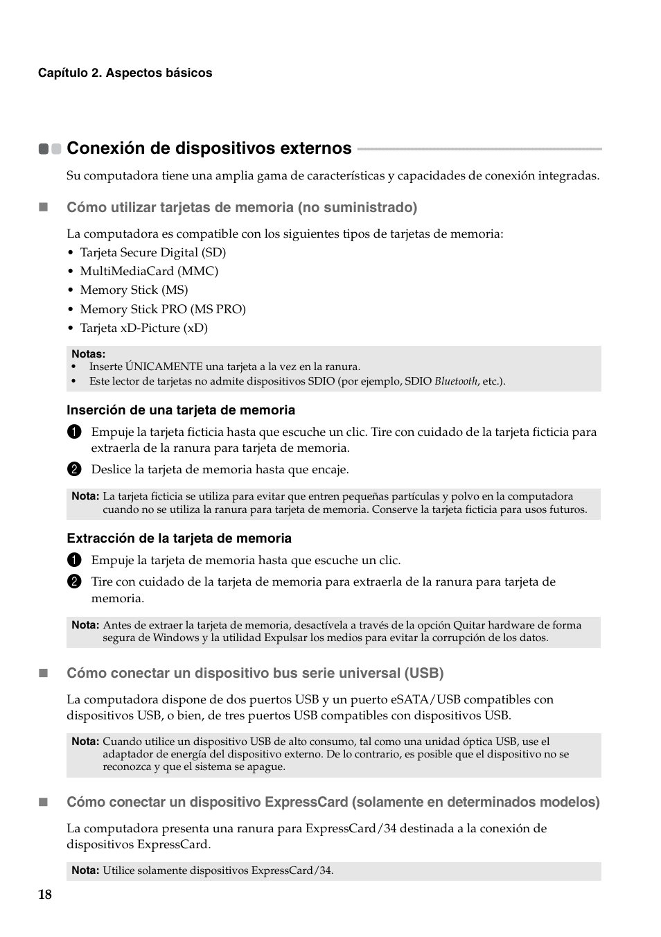 Conexión de dispositivos externos | Lenovo G460 Notebook User Manual | Page 26 / 136