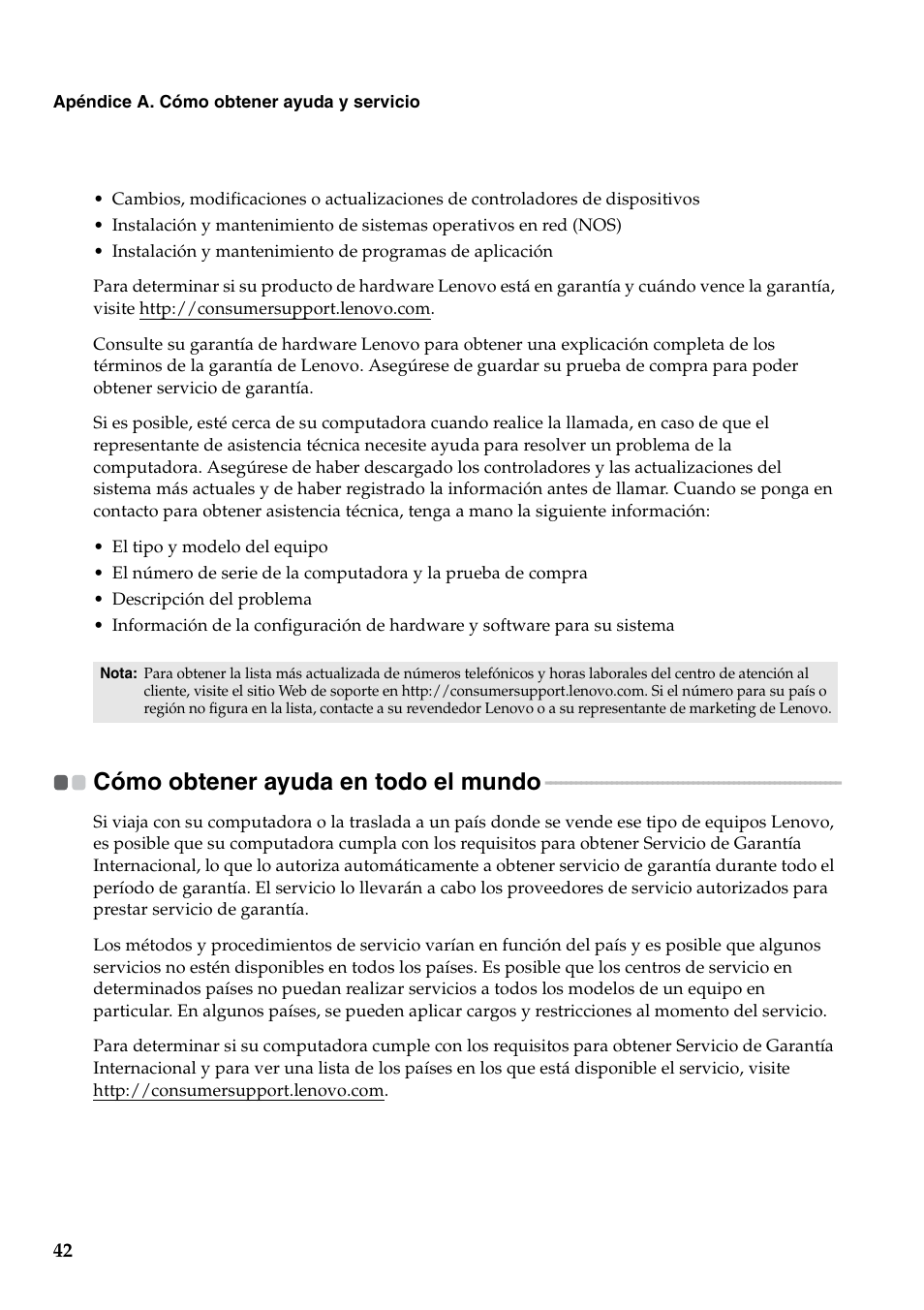 Cómo obtener ayuda en todo el mundo | Lenovo G460 Notebook User Manual | Page 50 / 136