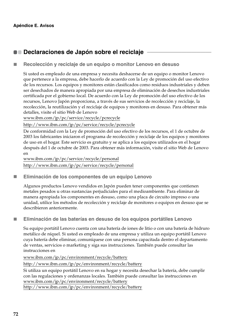 Declaraciones de japón sobre el reciclaje | Lenovo G460 Notebook User Manual | Page 80 / 136