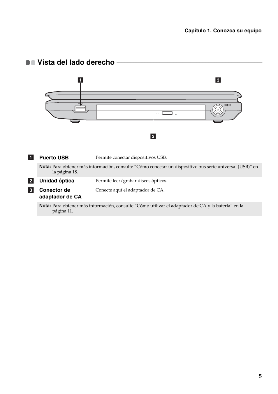 Vista del lado derecho | Lenovo G450 Notebook User Manual | Page 13 / 112