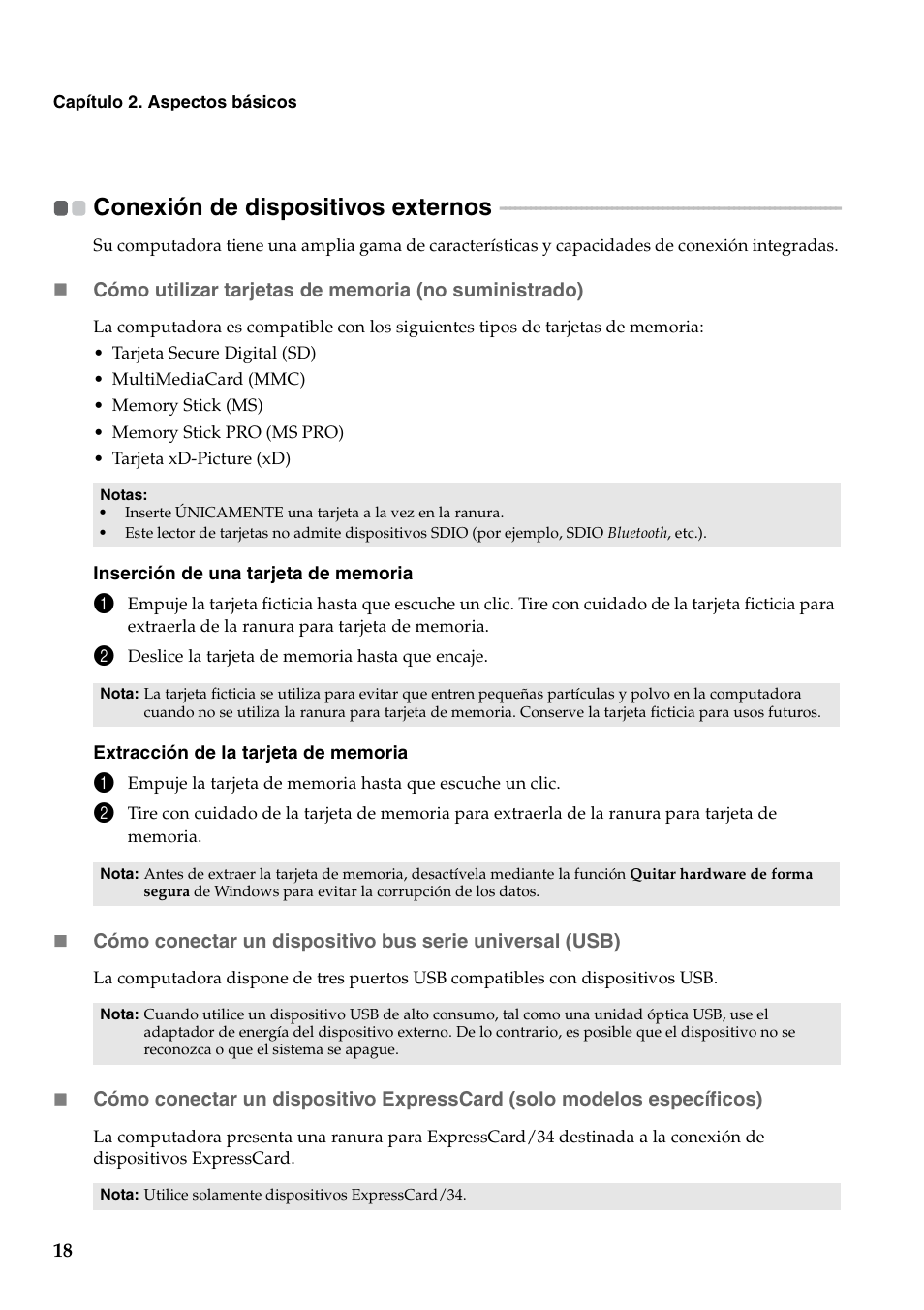 Conexión de dispositivos externos | Lenovo G450 Notebook User Manual | Page 26 / 112