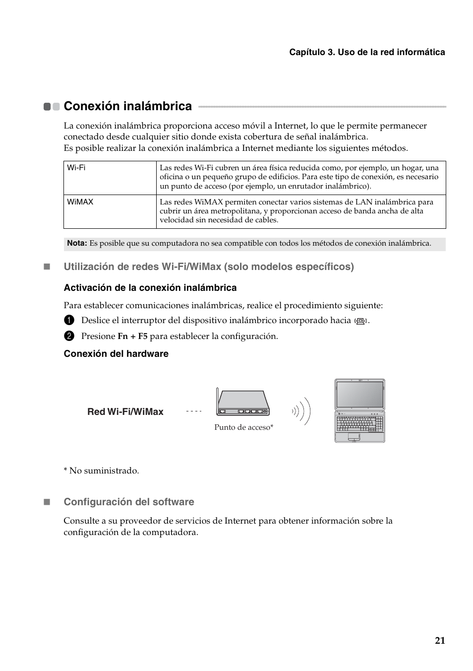 Conexión inalámbrica | Lenovo G450 Notebook User Manual | Page 29 / 112